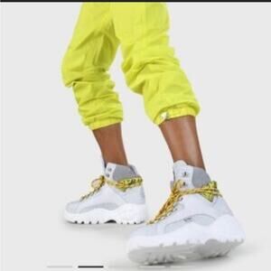 Buffalo London Giselle Chunky Lace Up Leather High Top Sneakers Womens 9.5 Funky